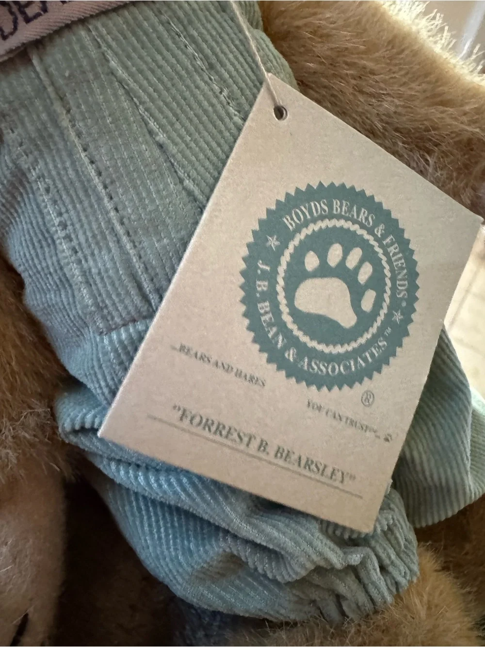 Vintage Boyds Bears Forrest B. Bearsley 12” Teddy Bear Bearwear Corduroy Overall